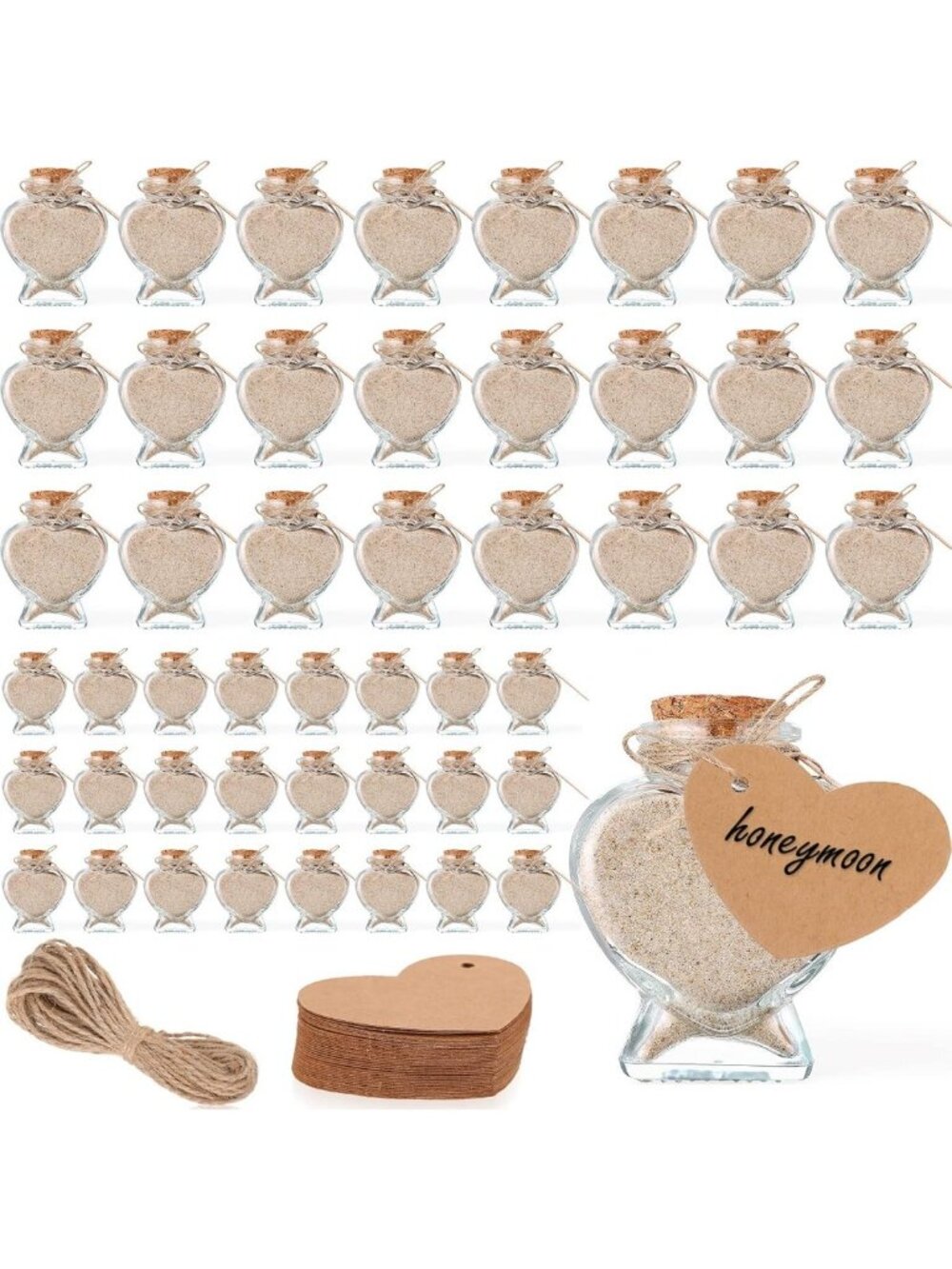 Heart Shaped Glass Jars Set - 141 Pcs for Wedding, Baby Shower, DIY Gifts